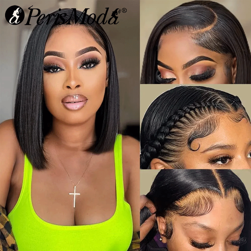 Short Straight Bob Wig 13*4 Lace Front Wigs 100% Human Virgin Hair Wigs